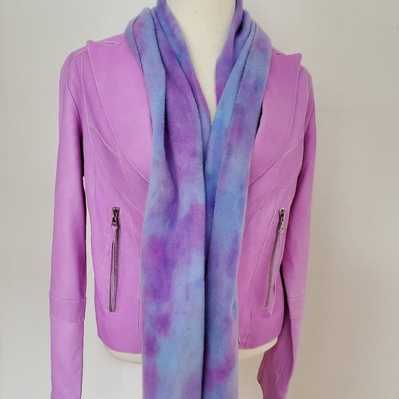 NEW Nordstrom Cashmere Scarf fringe tie dyed brunello blue purple unisex pink - Picture 3 of 7